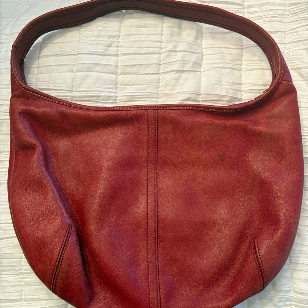 Vintage Coach Deep Red Leather Ergo Hobo Bag - Picture 3 of 9